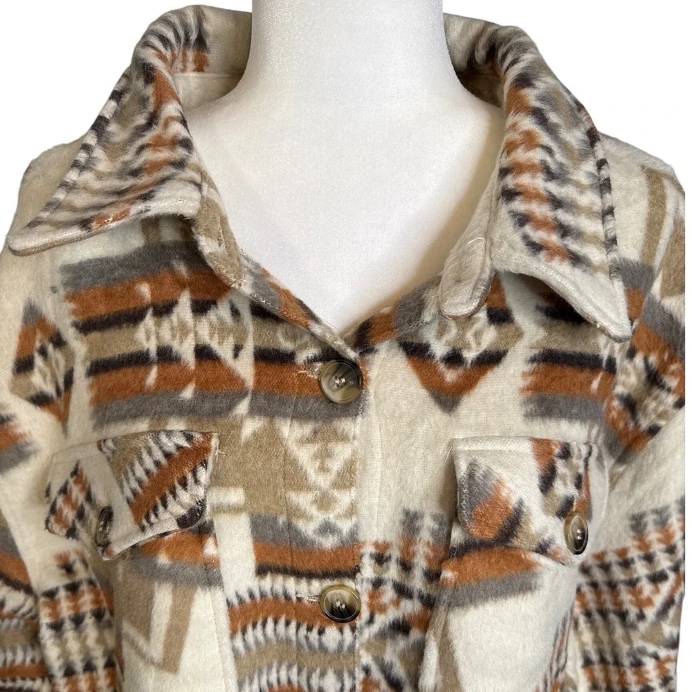 ASHLEY by 26 International Geometric Shacket Outerwear Women's‎ Size XL Aztec